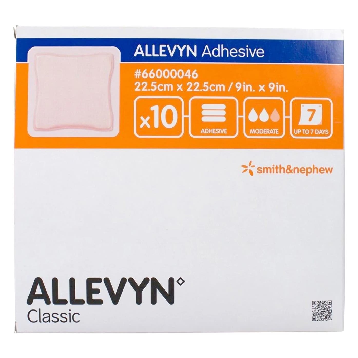 Allevyn Adhesive Hydrocellular Dressing, 9" x 9" - Box of 10 - Image 1