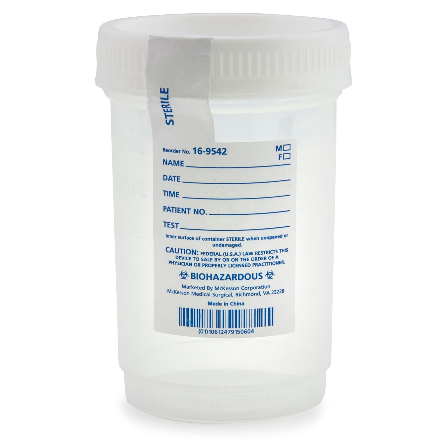 McKesson Specimen Container for Pneumatic Tube Systems