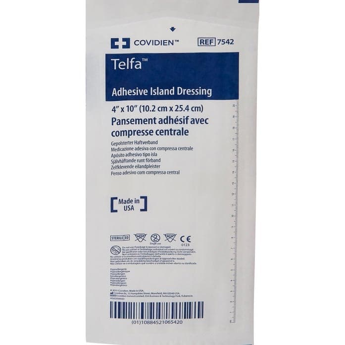 Telfa Adhesive Island Dressing, 4 x 10 Inch - Image 1