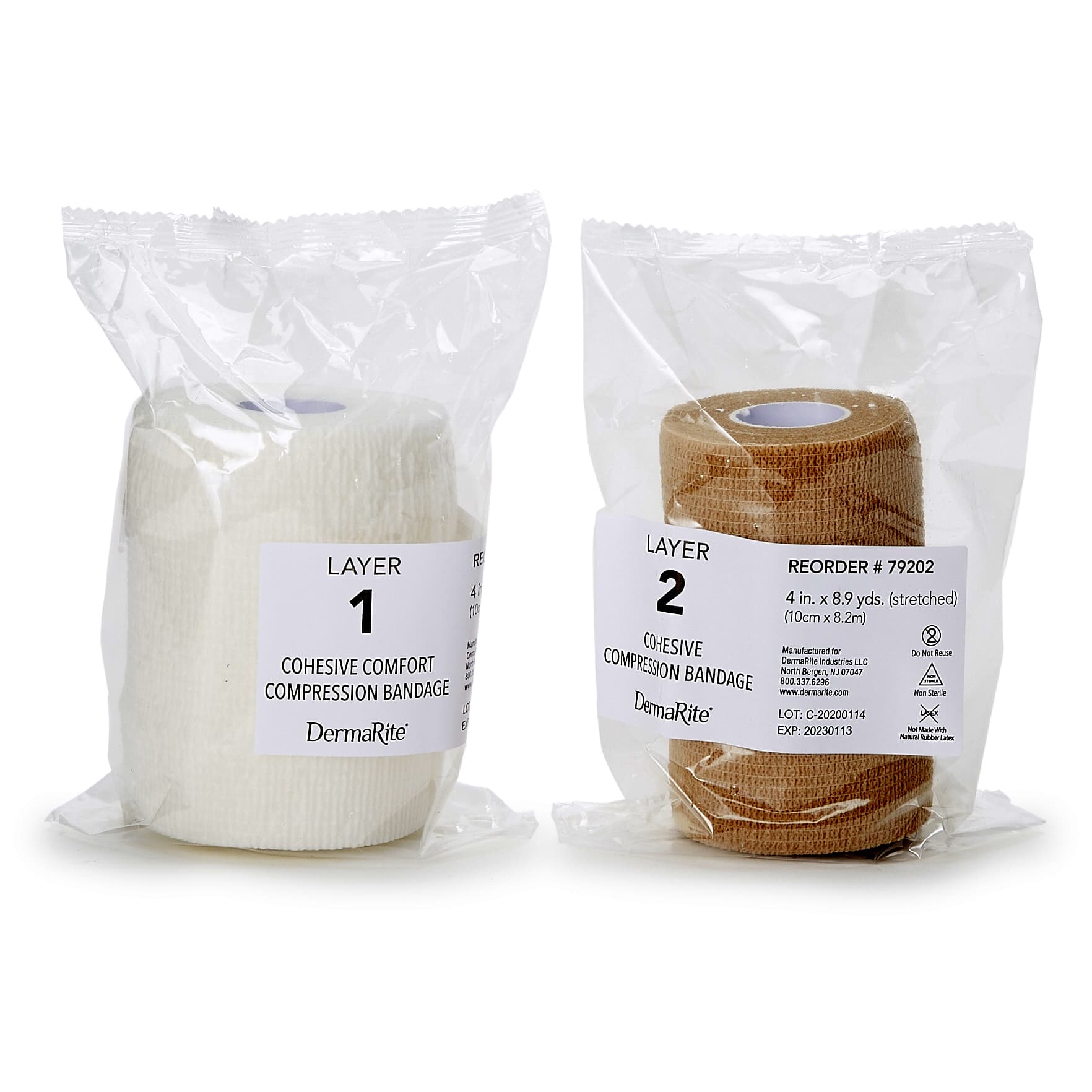 DermaRite FlexPress2 Two Layer Compression Bandage System, Tan-White - Image 3