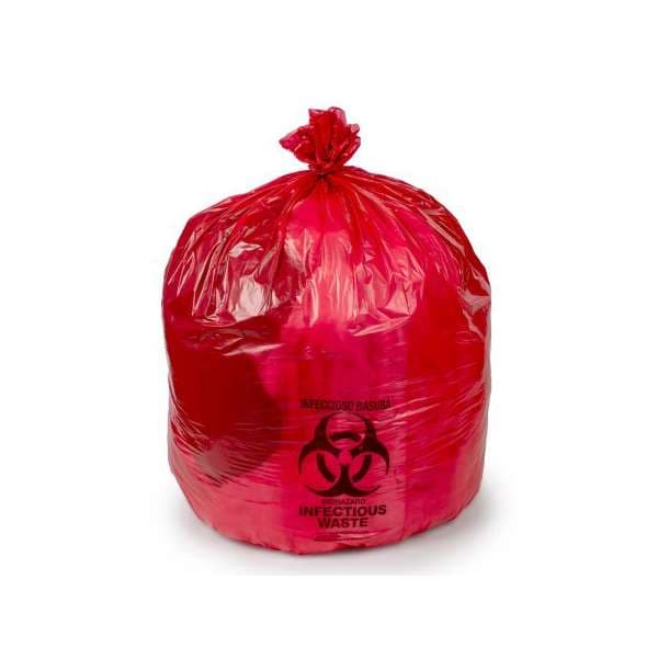 Colonial Bag Infectious Waste Bag Red Bag 33 Gal 14 Mic, 33 x 40 Inch - Package of 25 - Image 1