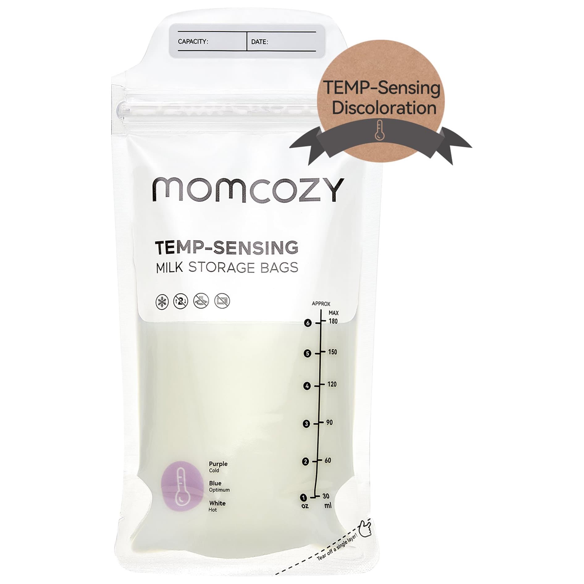 Momcozy Temp-Sensing Breast Milk Storage Bag - Package of 120 - Image 2