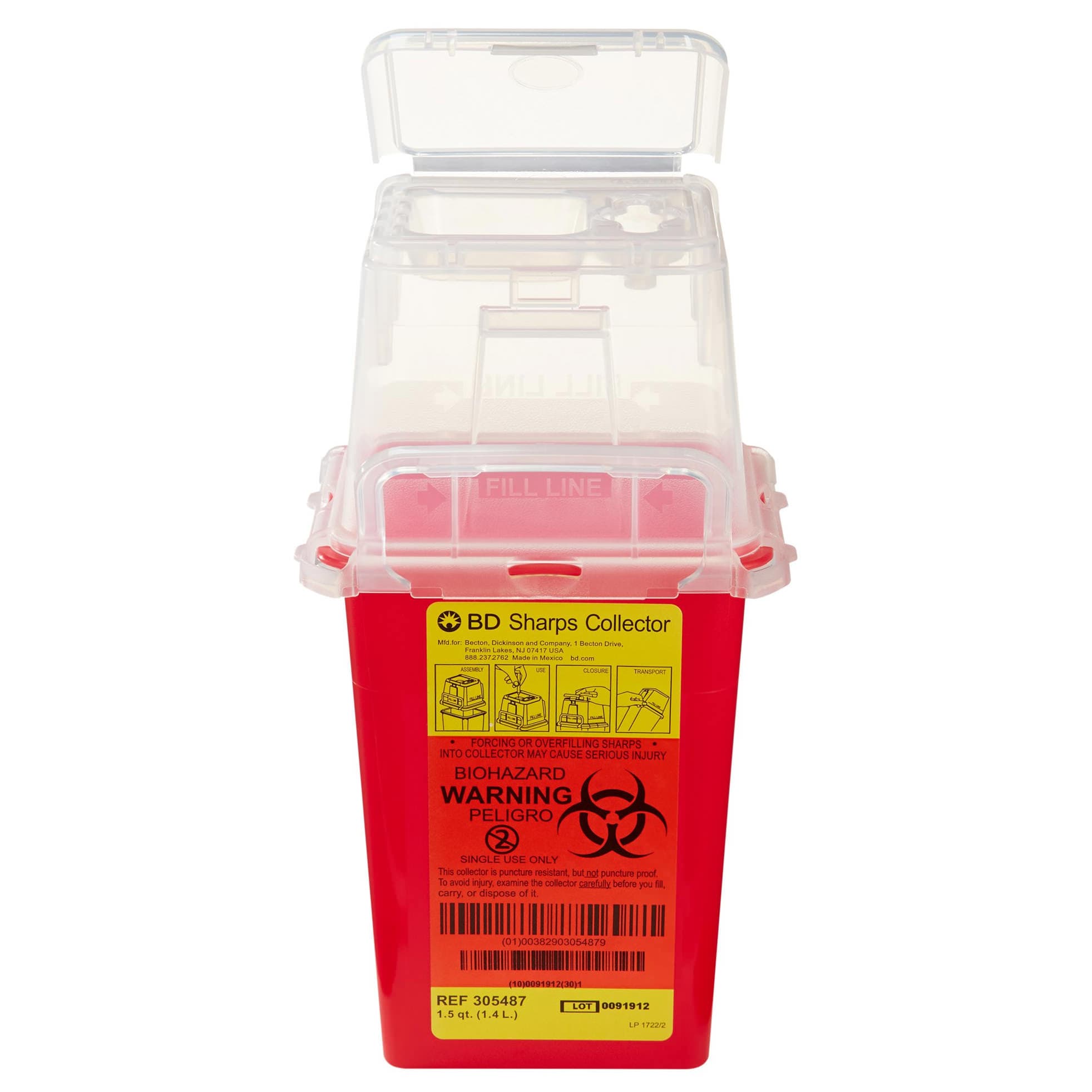 BD Phlebotomy Sharps Container, 1.5 Quart - Each - Image 1