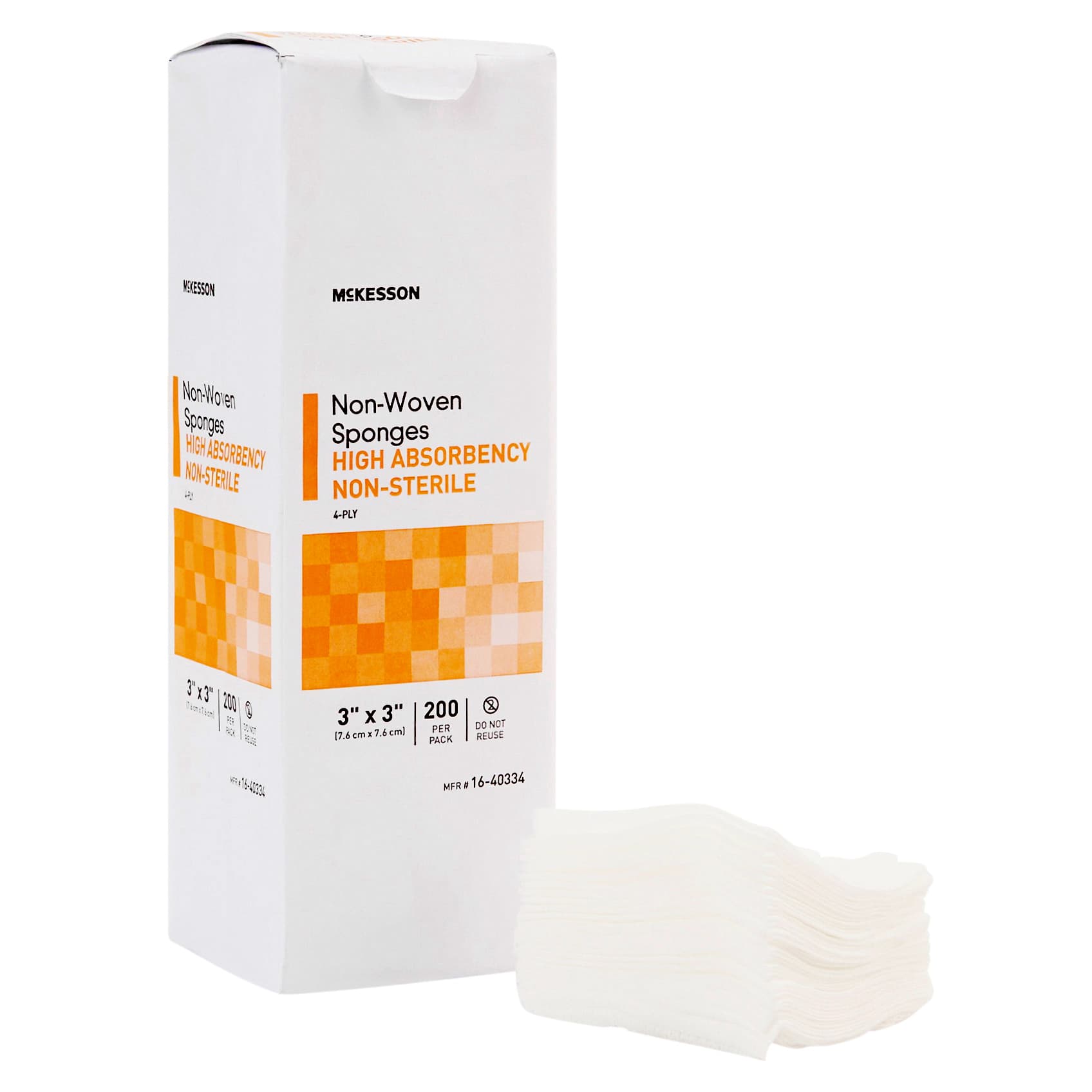 McKesson Non Woven Gauze Sponges, 4-ply, 3 x 3 Inch - Package of 200 - Image 1