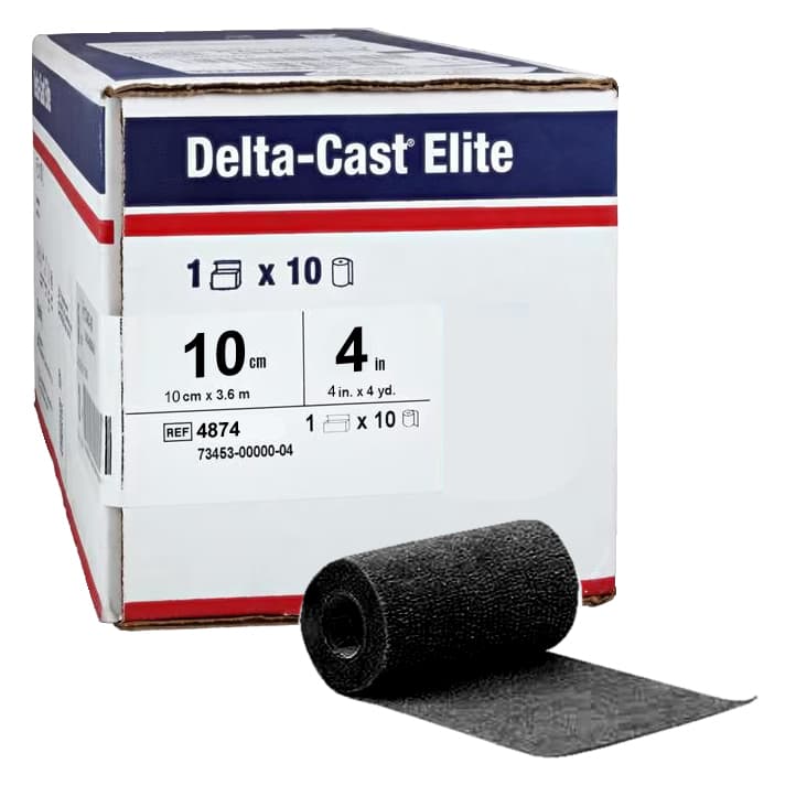 Delta-Cast Elite Polyester Cast Tape, Black, 4 Inch x 12 Feet - Box of 10 - Image 1