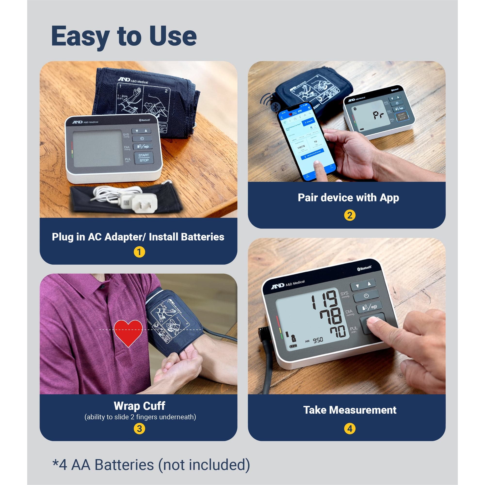A&D Medical bluetooth Wide Range Upper Arm Blood Pressure Monitor - Image 2