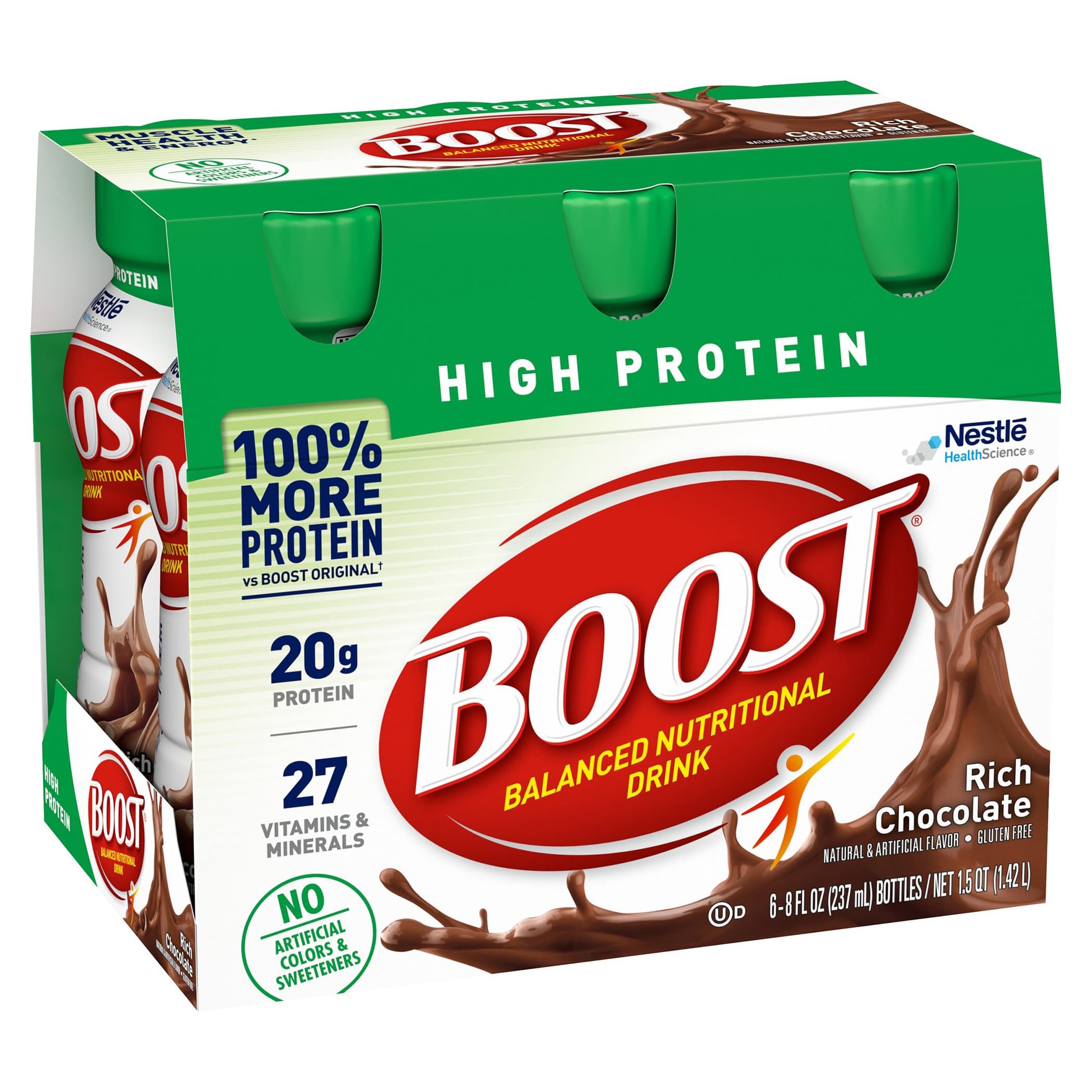 Boost High Protein Nutritional Energy Drink, 8 oz Bottle, Rich Chocolate - Case of 24 - Image 1