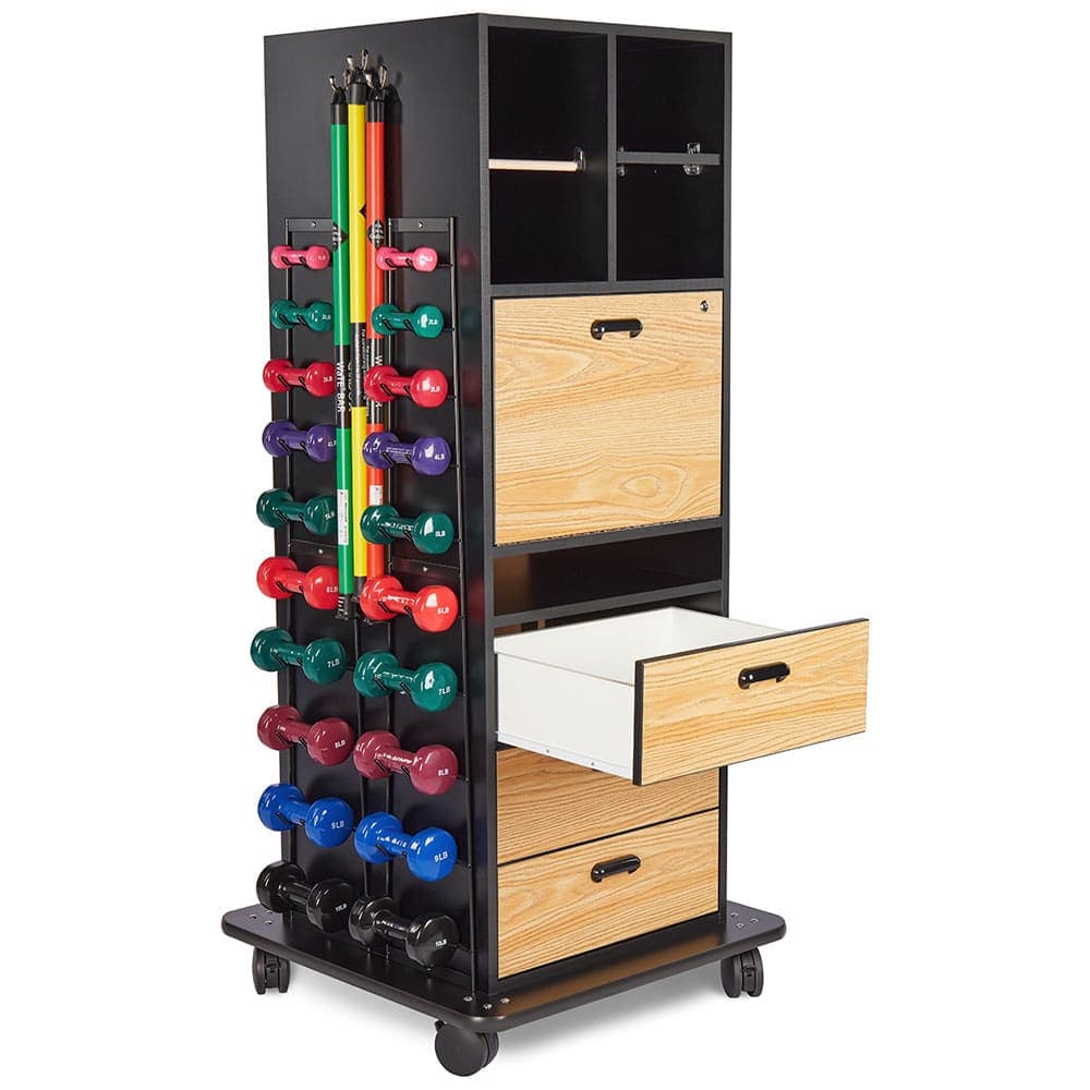 Hausmann Multi-Purpose Weight Rack with Drawer Storage and Drop Down Work Counter - Image 2