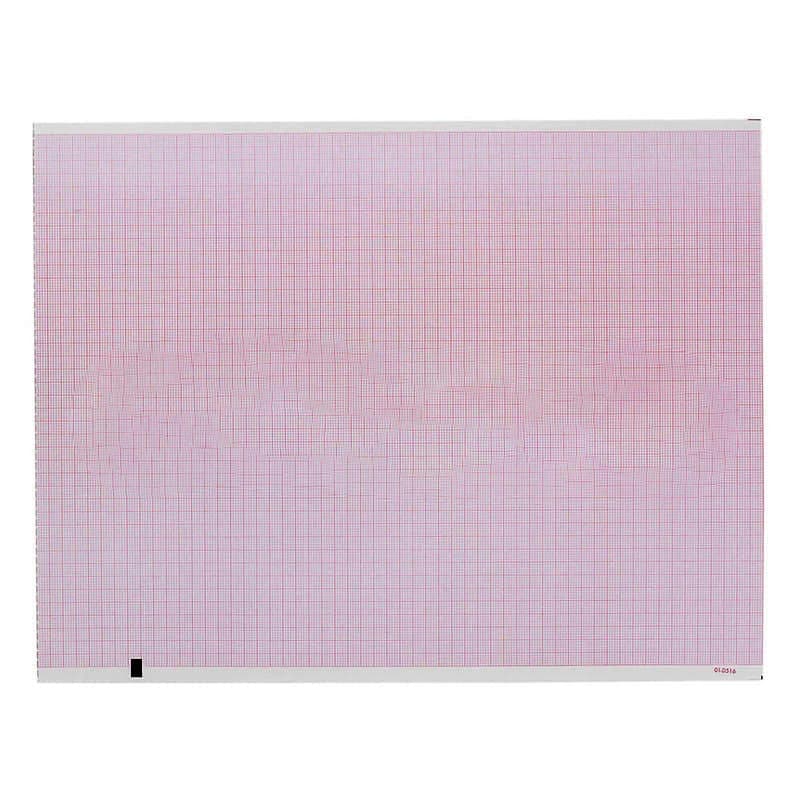 Burdick Z-Fold Red Grid Recording Chart Paper - Case of 2000 - Image 1