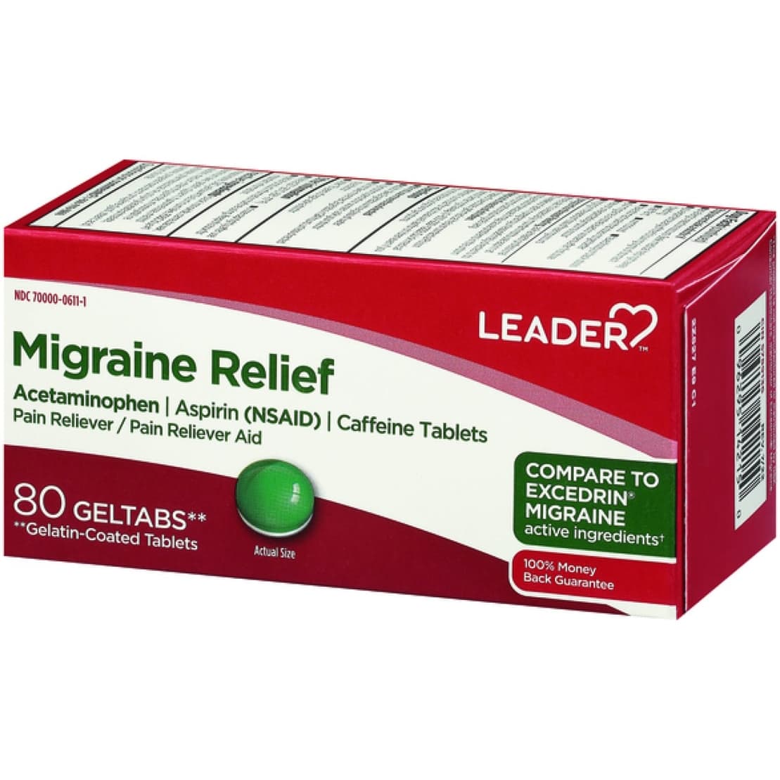 Leader Migraine Relief Geltabs, (Compare To Excedrin Migraine) - Pack of 80 - Image 2