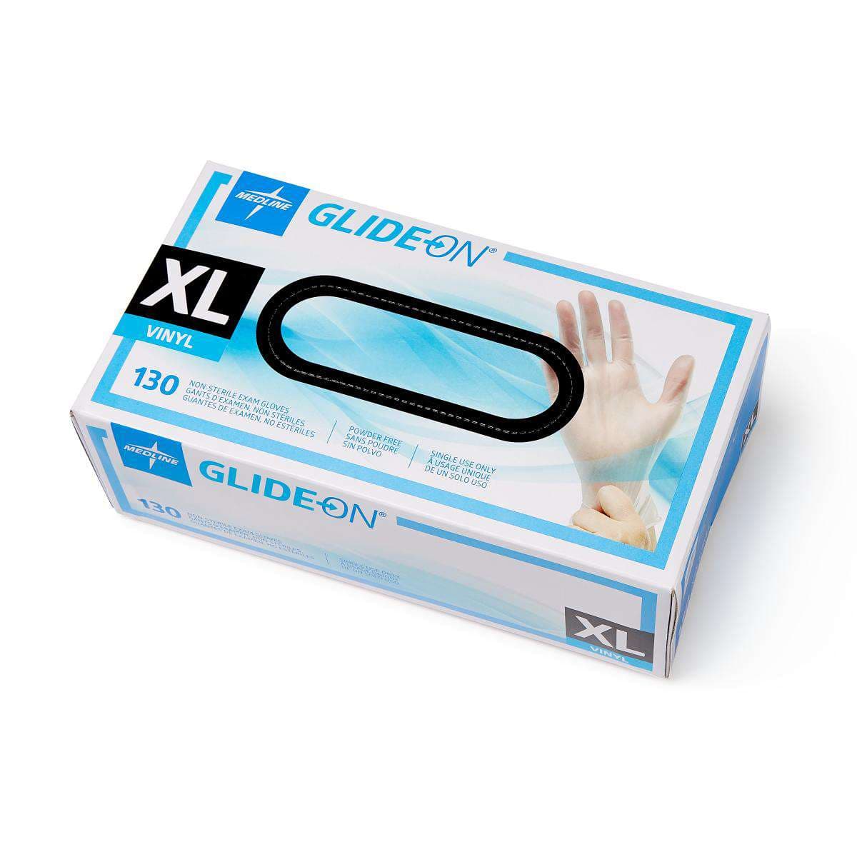 Glide-on Powder-free Vinyl Exam Gloves, Extra Large - Box of 130 - Image 1