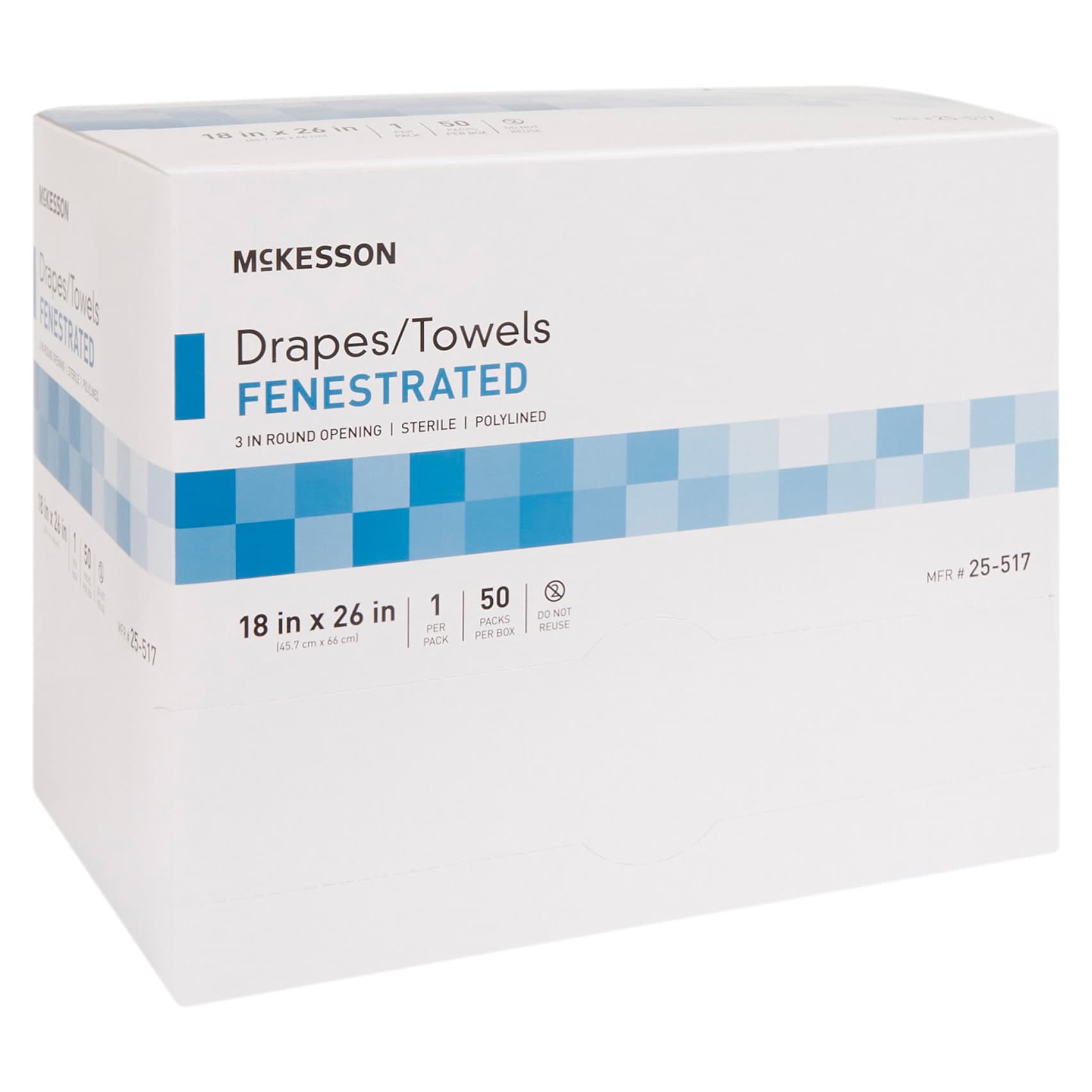 McKesson Surgical Fenestrated Drape-Towel, 18 W x 26 L Inch - Box of 50 - Image 1