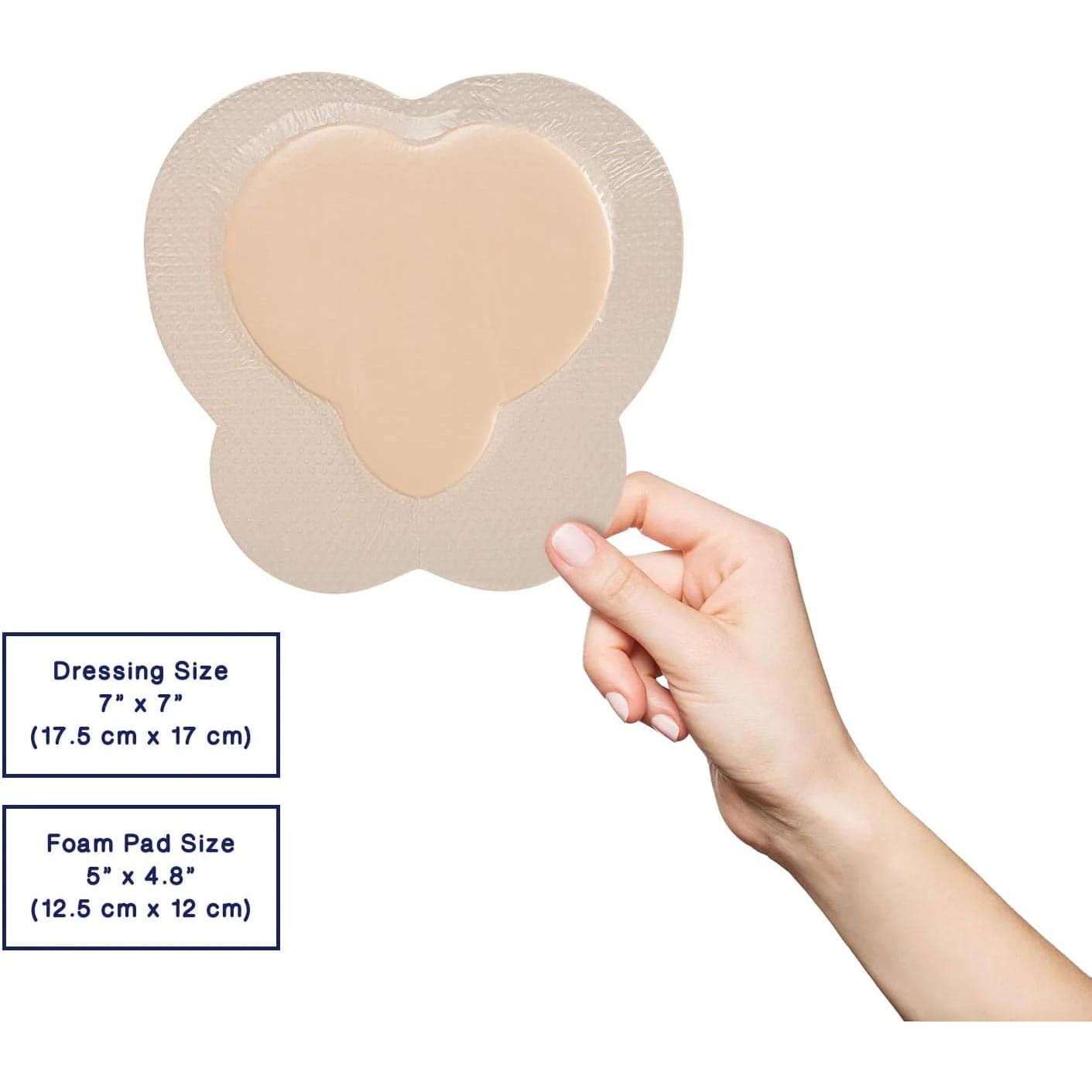 CuraVance Sacral Bordered Silver Silicone Ag Foam 7 x 7 Inch Dressing, 5 x 5 Inch Pad - Image 1