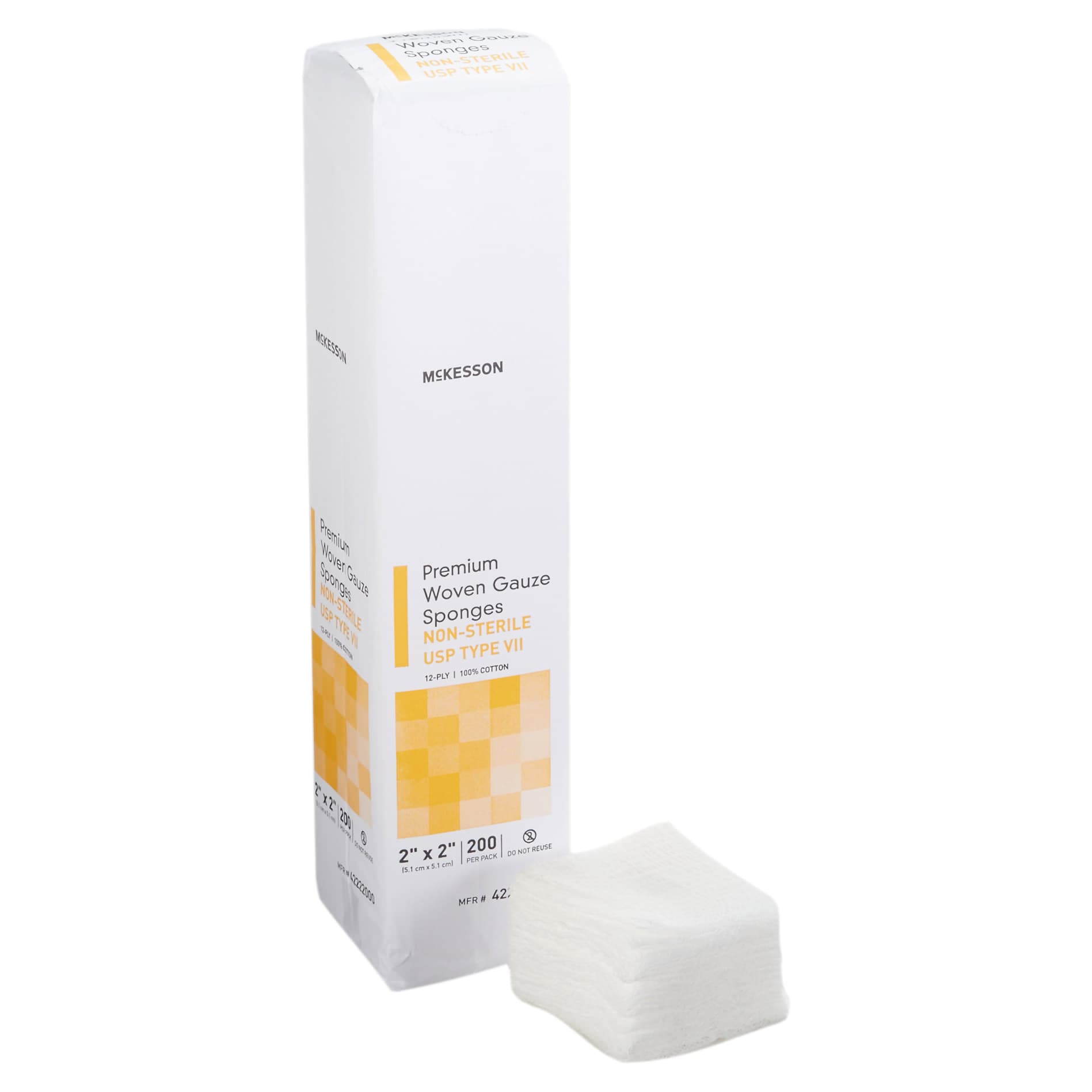 McKesson USP Type VII Gauze Sponge White Square NonSterile, 2 x 2 Inch, 12-Ply - Package of 200 - Image 1