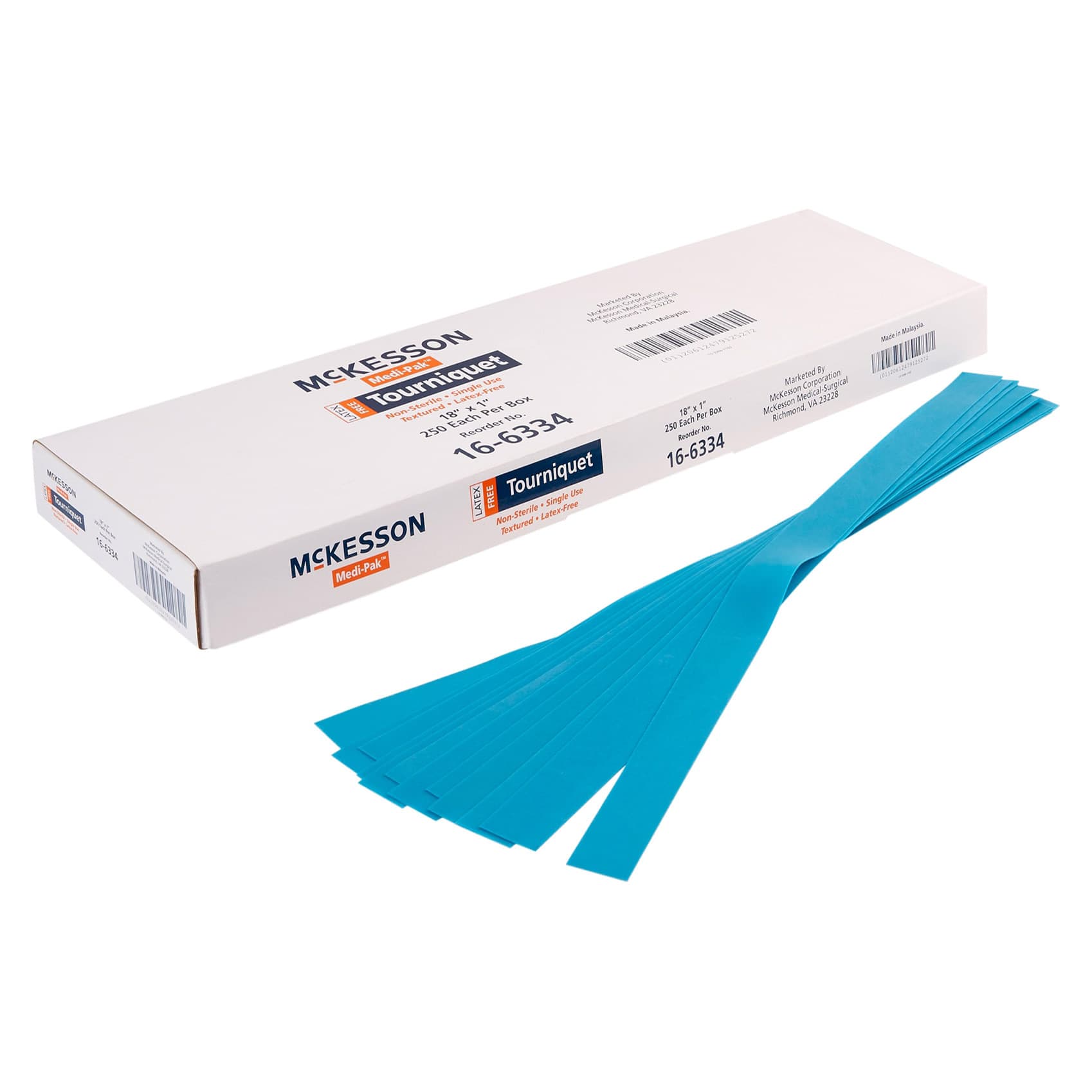McKesson Disposable NonSterile Tie Tourniquet Band, 18 x 1 Inch - Box of 250 - Image 1