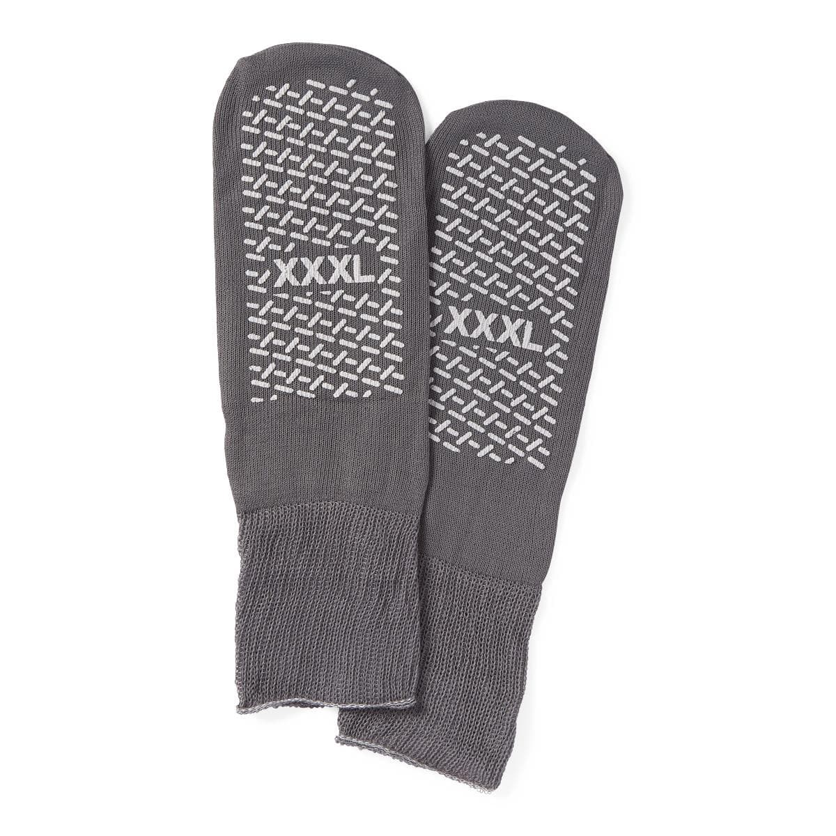Medline Double-Tread Patient Slippers, Terry Inside, Gray, Bariatric, 3XLarge - Pair - Image 1
