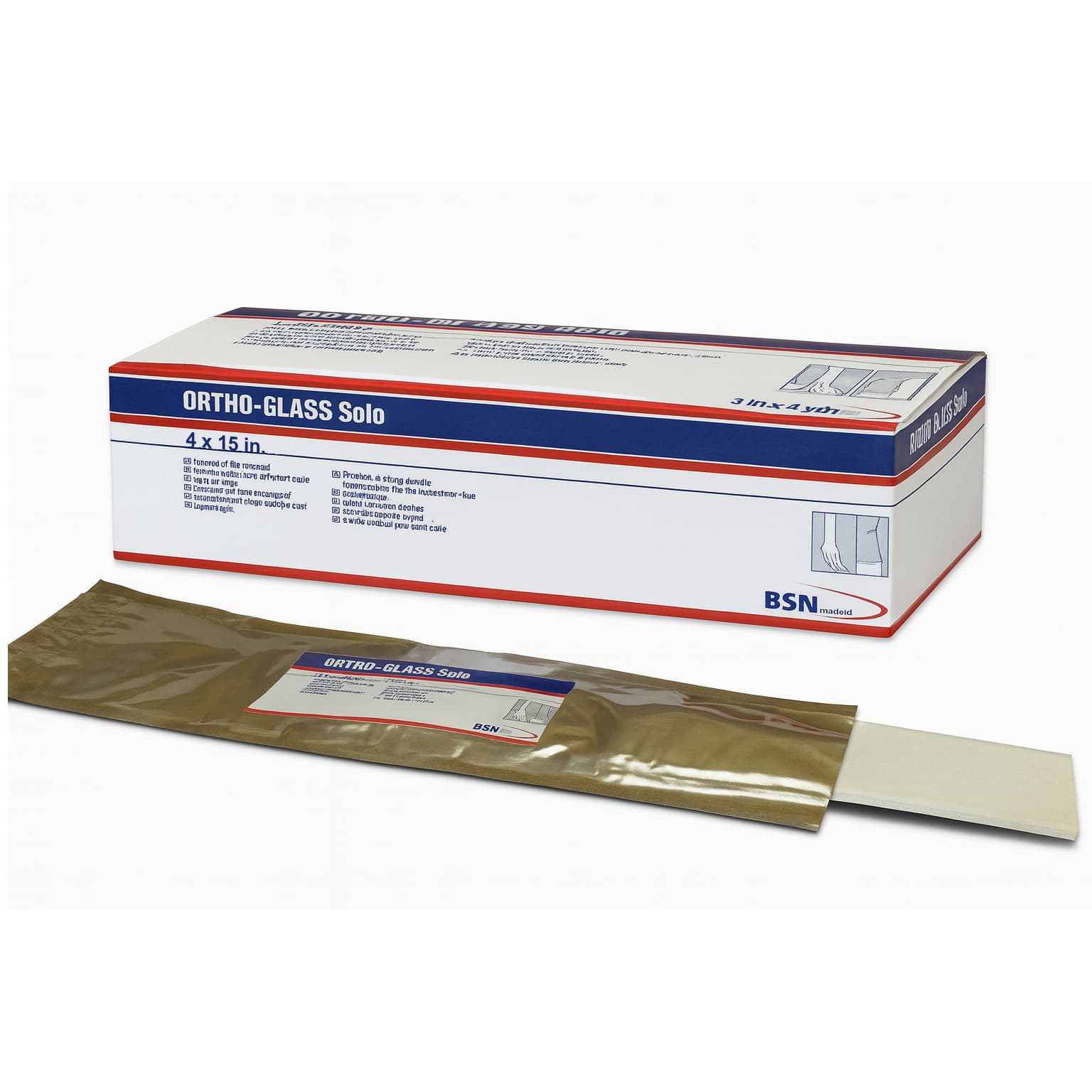 Ortho-Glass Solo Fiberglass Unpadded Precut Splinting System, 4 Inch x 15 Inch - Box of 10 - Image 1