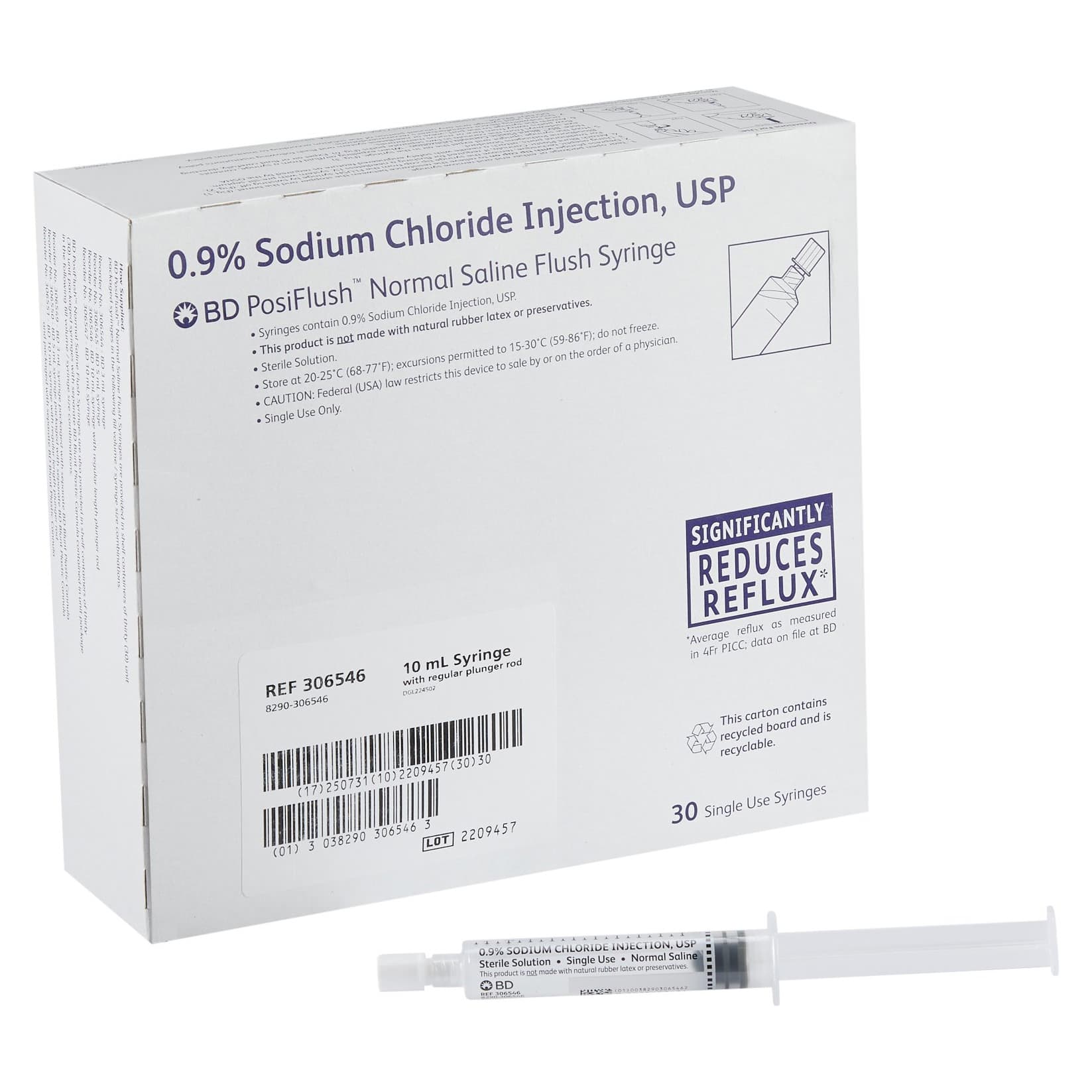 BD PosiFlush Prefilled Normal Saline Flush Syringe, 10 mL - Case of 480 - Image 1