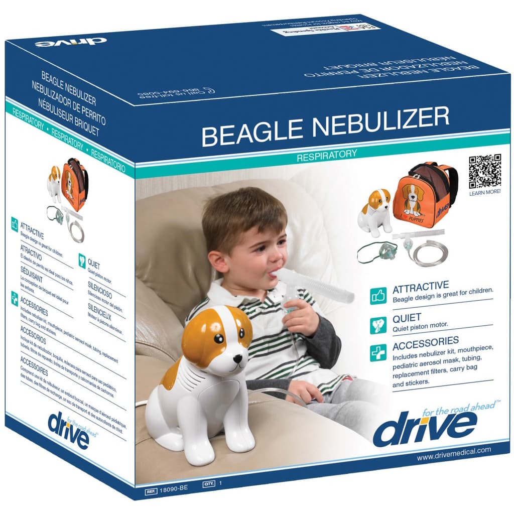 Drive Medical Beagle Compressor Nebulizer with Reusable and Disposable Neb Kit