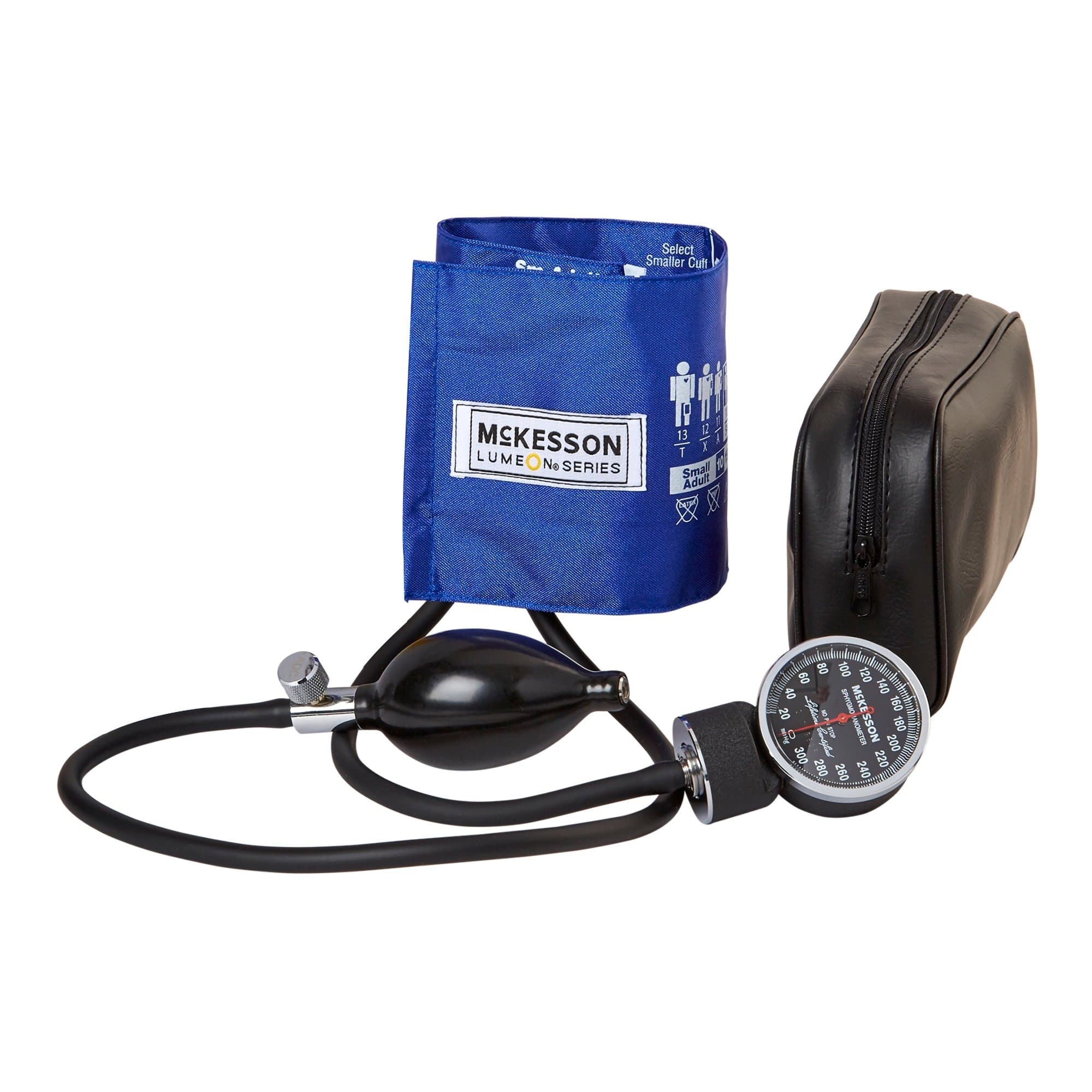 Mckesson LUMEON 2-Tubes Aneroid Sphygmomanometer with Cuff, Royal Blue, Small - Image 1