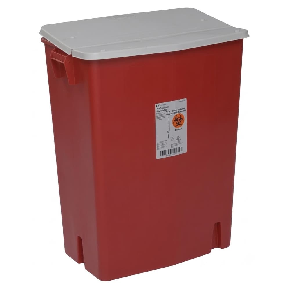 SharpSafety Sharps Container with Gasketed Hinged Lid, 27.5H x 15.25D x 21.25"W - Case of 3 - Image 1
