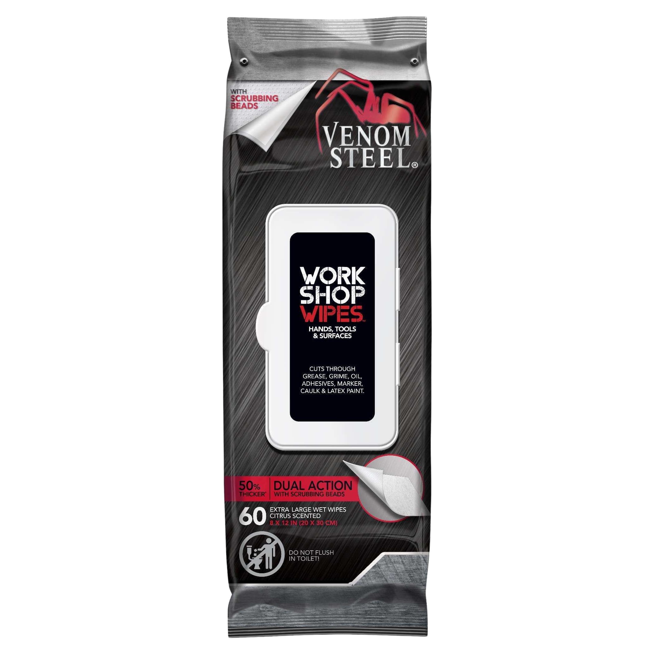 Venom Steel Workshop Wipes with Scrubbing Beads, 8 x 12 Inch - Each - Image 1
