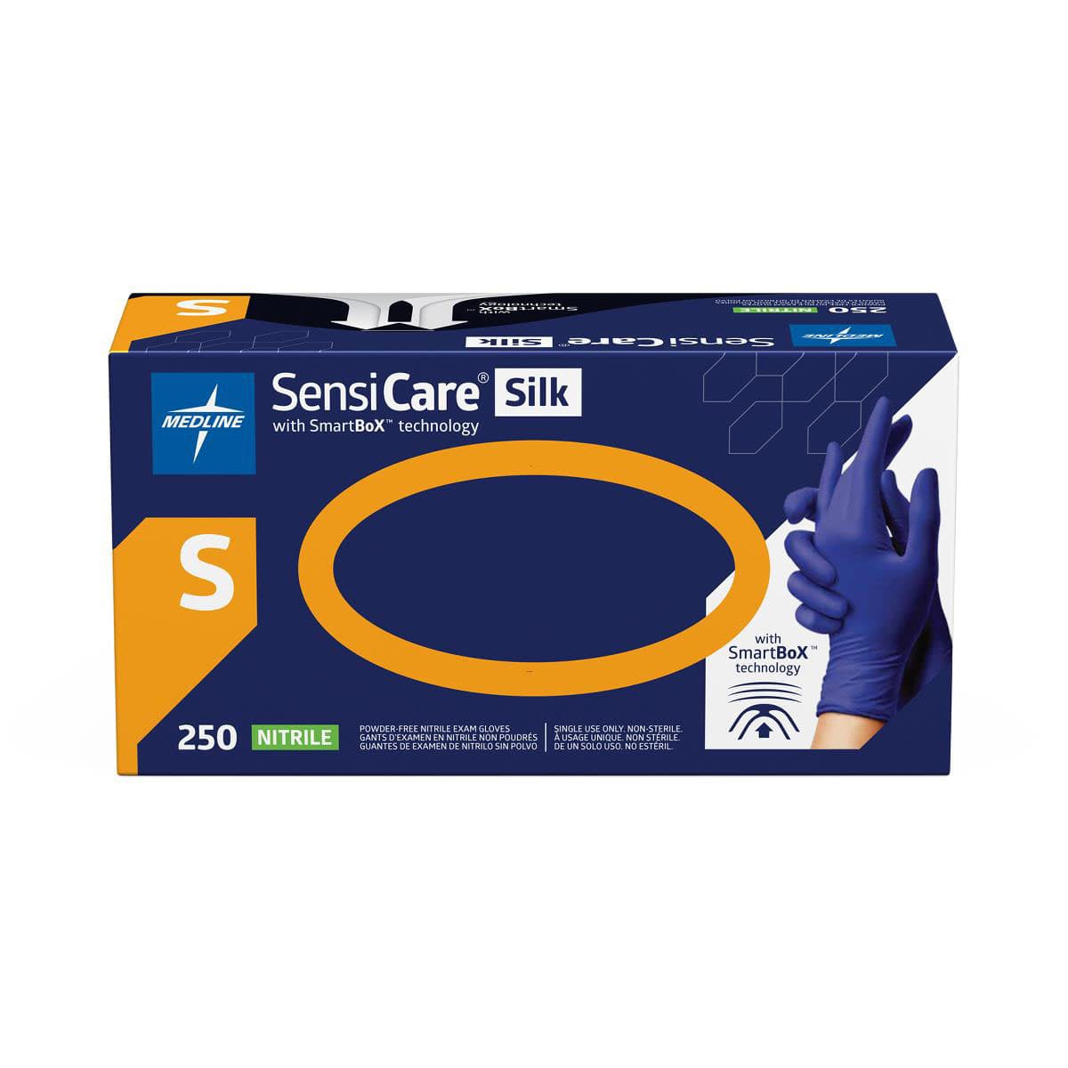 Sensicare Silk Nitrile Exam Gloves with Smartbox Technology, Small - Case of 2500 - Image 1