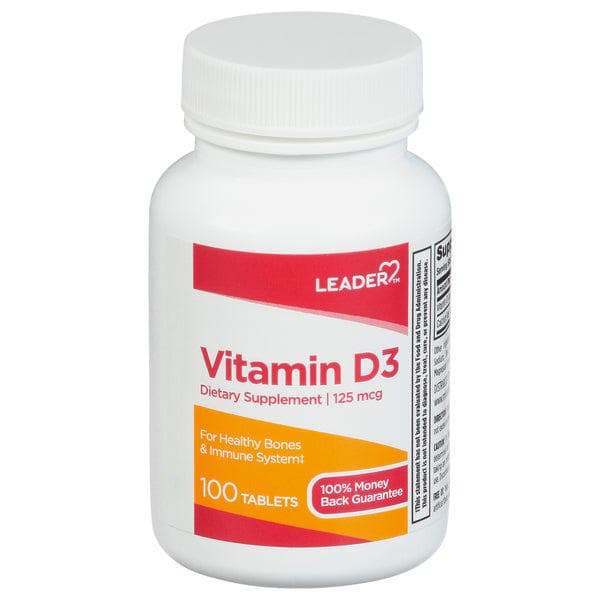 Leader Vitamin D Tablets, 125 mcg, 100 Count - Each