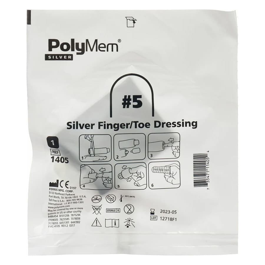 PolyMem Silver Finger and Toe Dressings, 3-2/5 to 3-4/5 Inch Circumference - Case of 30 - Image 2