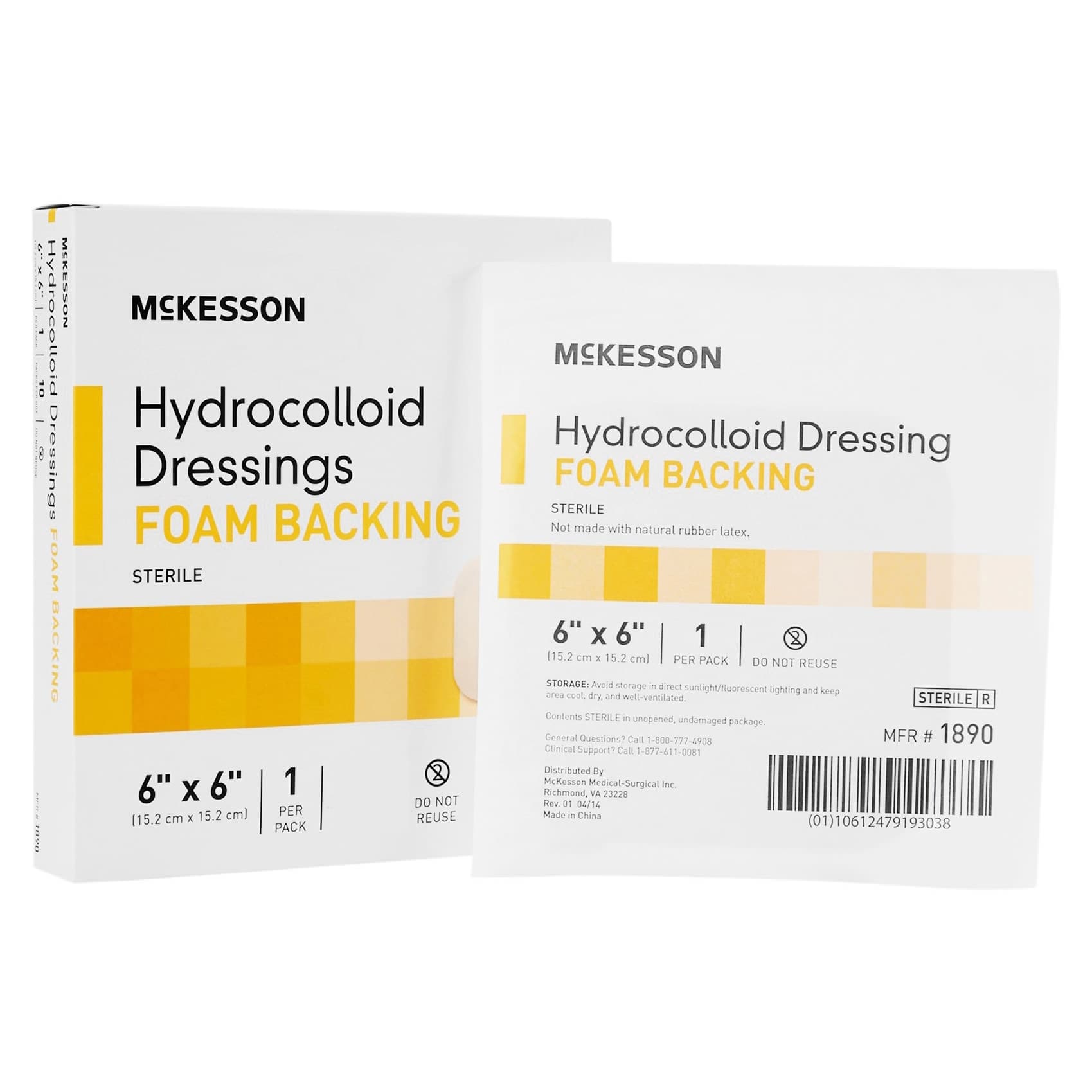 Mckesson Hydrocolloid Square Dressing, 6 x 6 Inch - Image 1