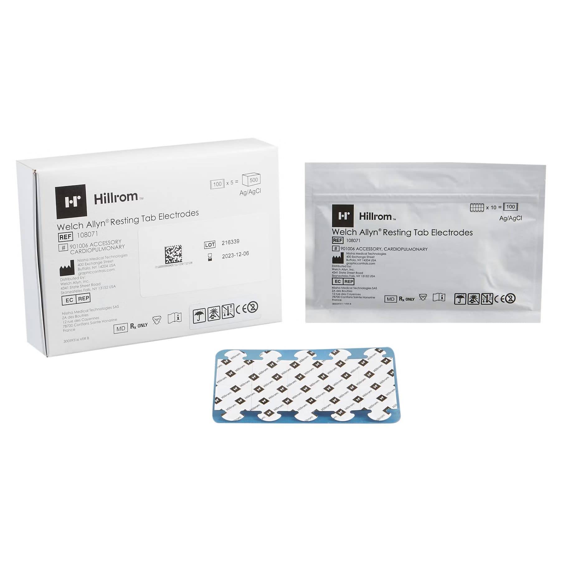 Welch Allyn ECG Resting Electrode, Paper Backing, 0.98 x 0.90 Inch - Box of 5 - Image 1