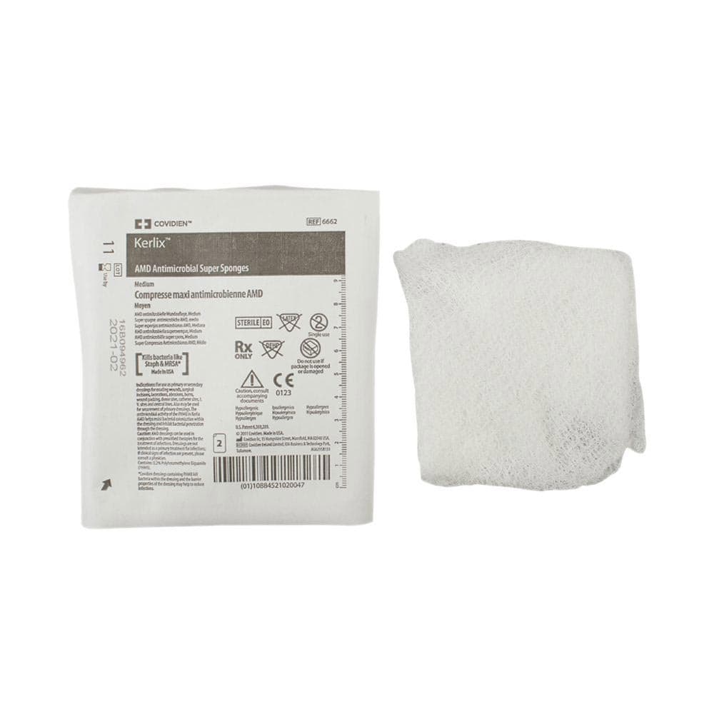 Kendall Kerlix AMD Antimicrobial Island Dressing Super Sponge 6" x 6-3/4" - Image 1