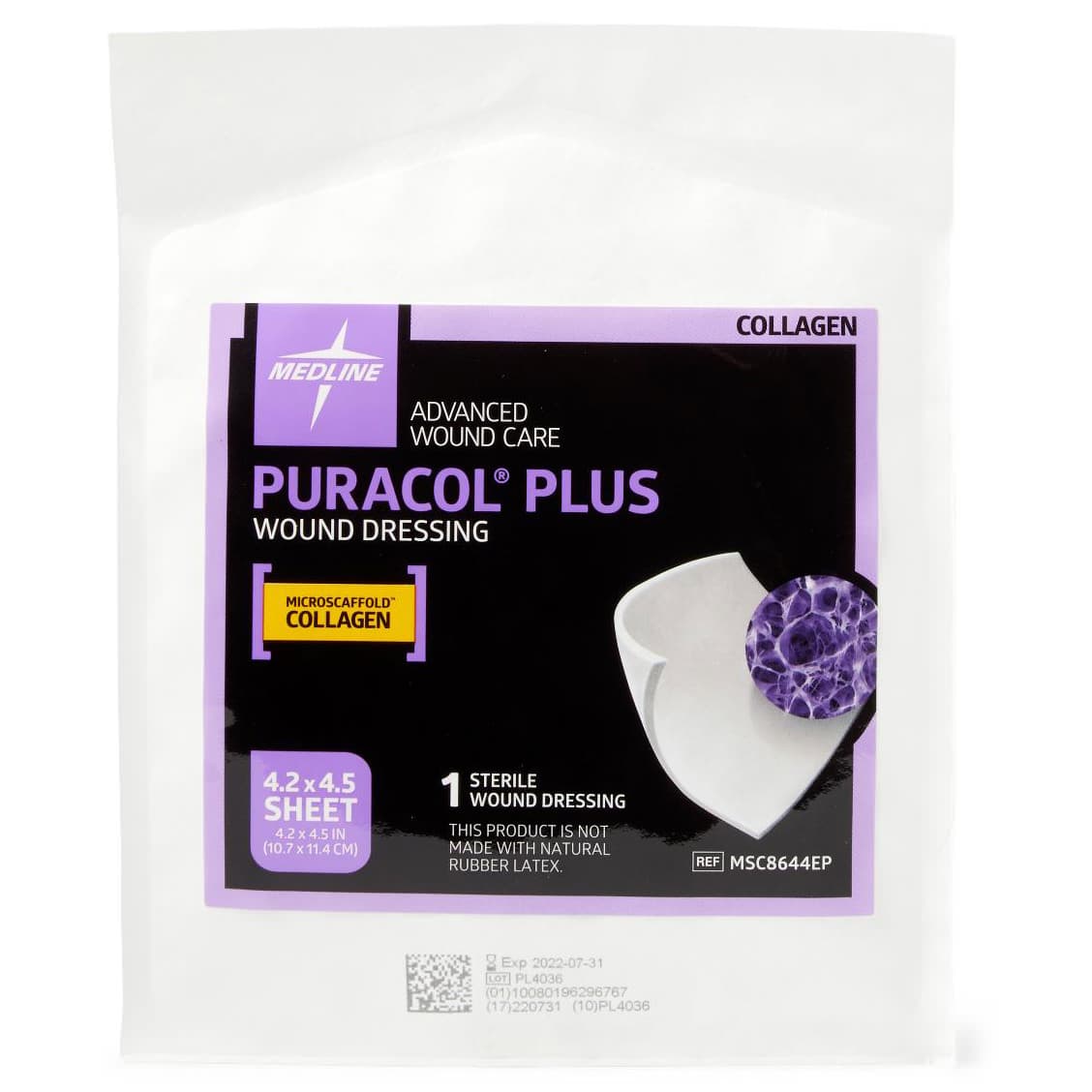 Puracol Plus Collagen Wound Dressing, Sterile, 4.2 x 4.5 Inch - Each - Image 1