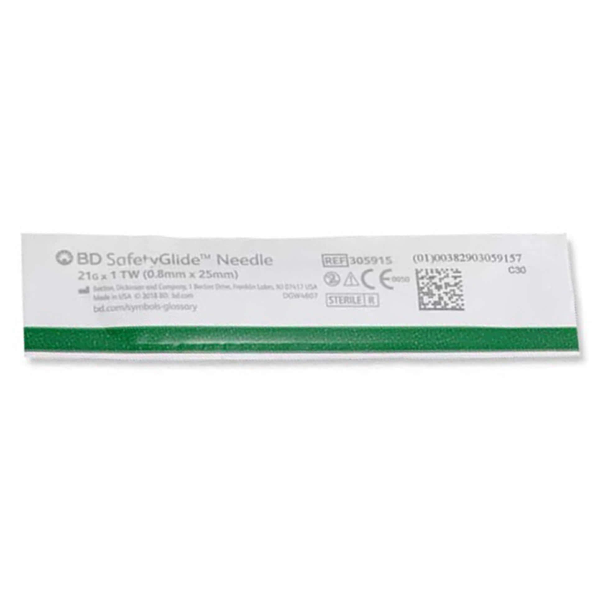 BD SafetyGlide Hypodermic Needle, 21 Gauge, 1 Inch - Each - Image 1