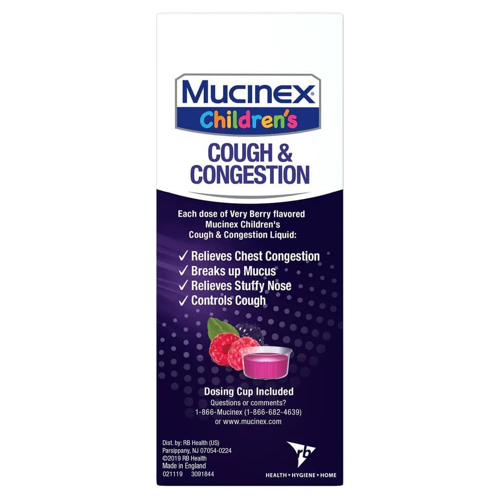 Mucinex Children's Cough & Congestion Liquid, Very Berry Flavor, 6.8 oz - Image 4