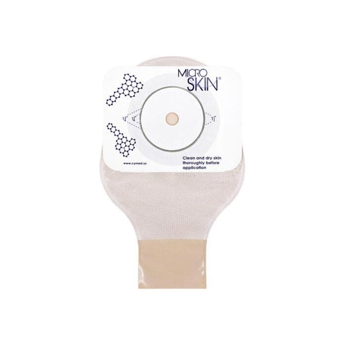 Cymed 1-Piece 9" Drainable Colostomy Pouch with Thin Washer, 1-1/8 Inch Opaque - Box of 10 - Image 1