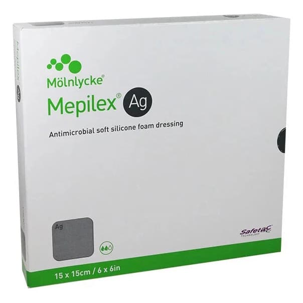 Mepilex Ag Antimicrobial Foam Dressing, 6 x 6 Inch - Case of 25 - Image 1
