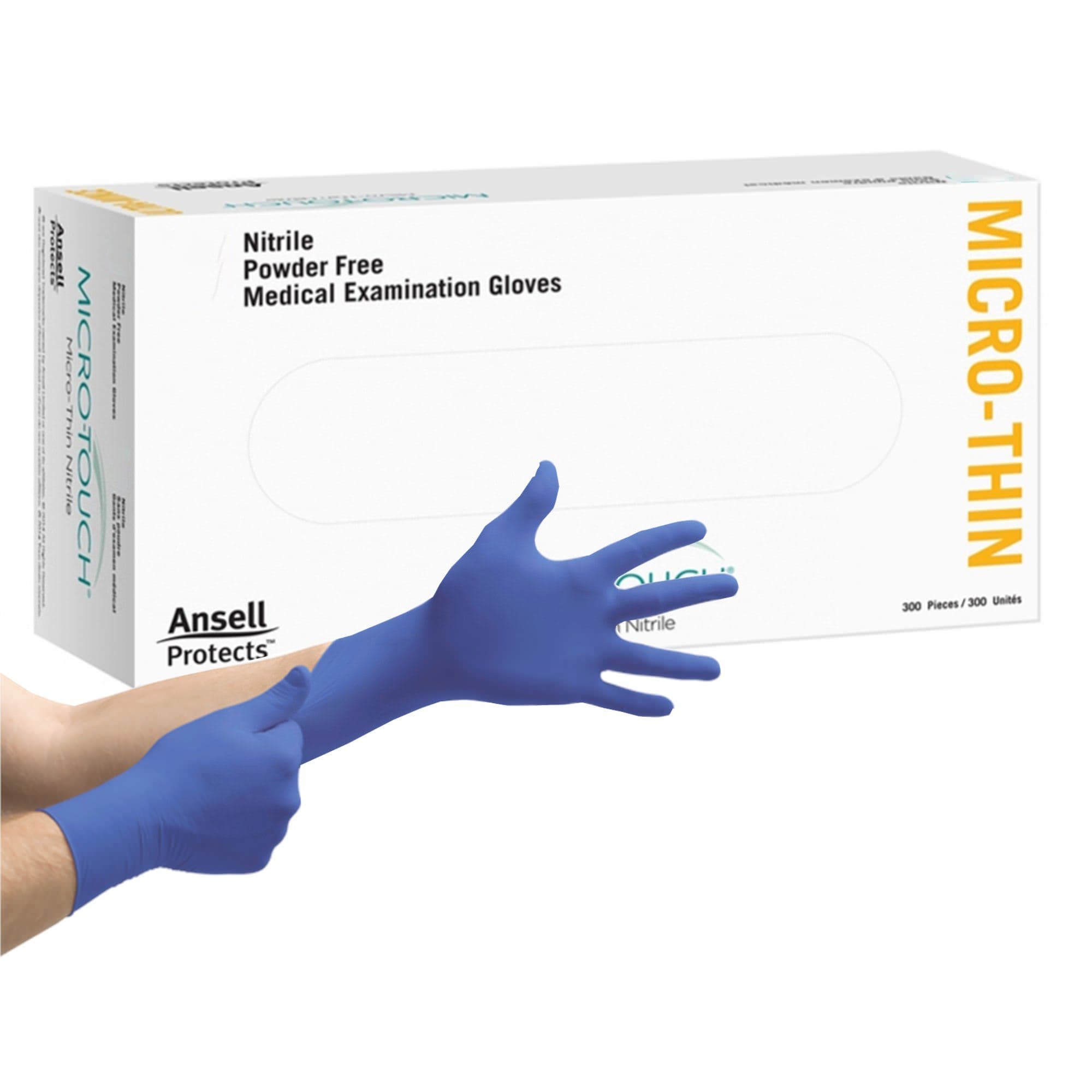 Ansell Micro-Touch Micro-Thin Nitrile Exam Gloves, Medium - Box of 300 - Image 1
