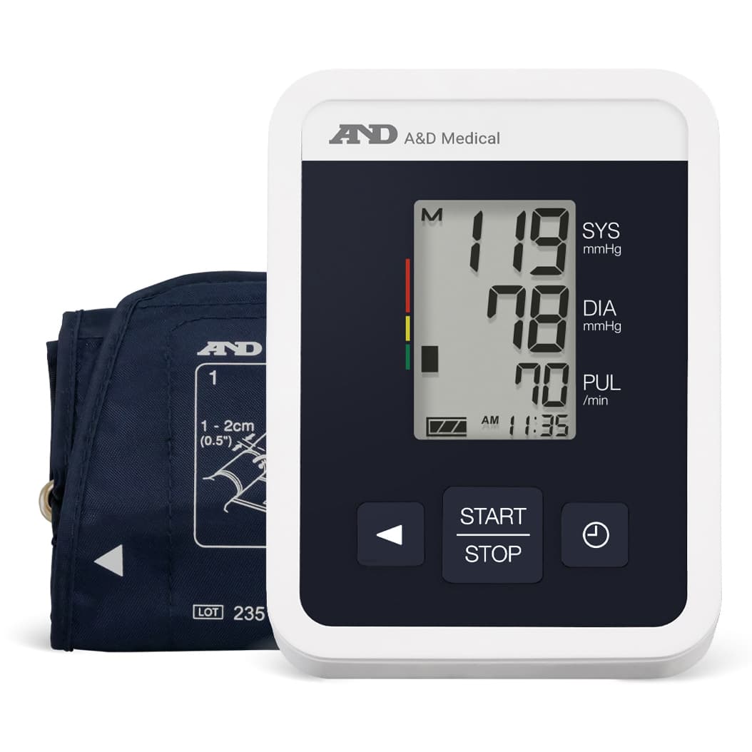 A&D Medical One-Touch Upper Arm Blood Pressure Monitor, Wide Range Cuff, 8.6"-16.5" - Image 1