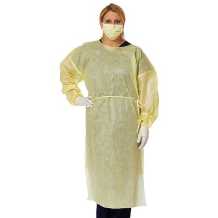 QuickComply Protective Procedure Gown, Yellow - Bag of 10 - Image 1