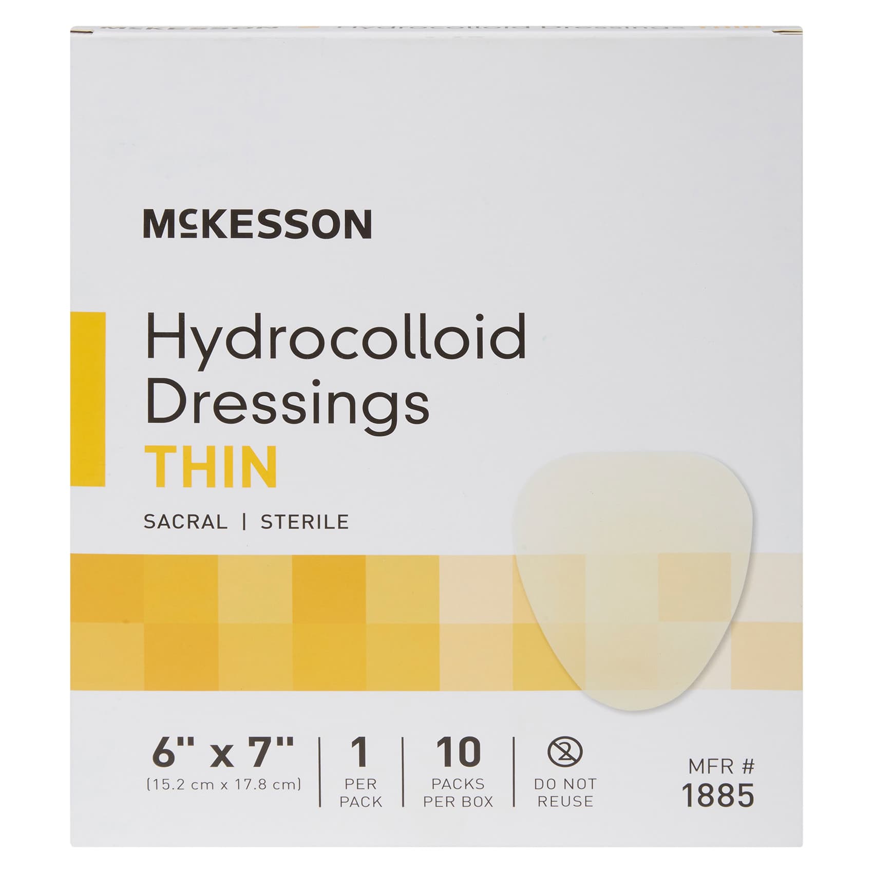 McKesson Thin Hydrocolloid Sacral Dressing, 6 x 7 Inch - Case of 200 - Image 1