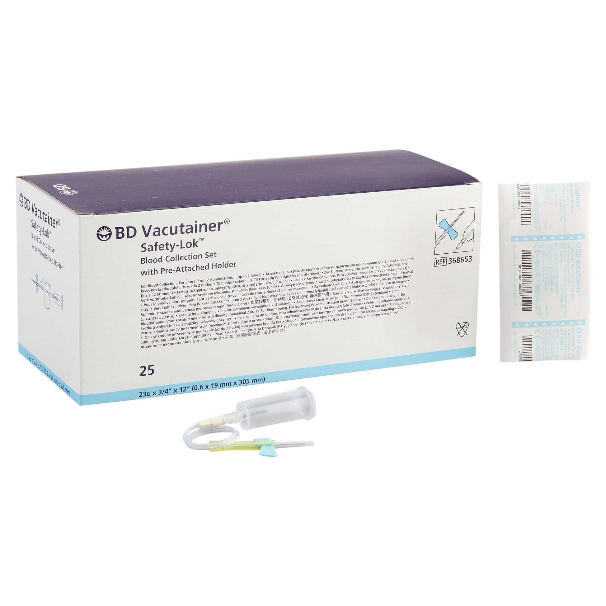 BD Vacutainer Safety-Lok Blood Collection Set with Holder, 23 Gauge - Case of 200 - Image 1