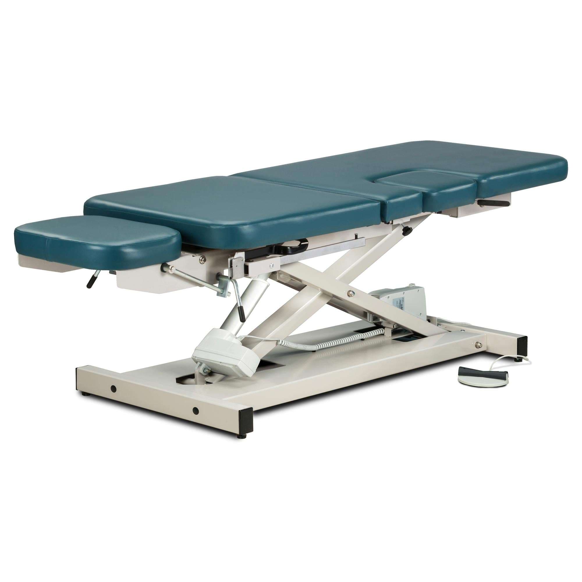 Clinton open base, multi-use power imaging table with stirrups