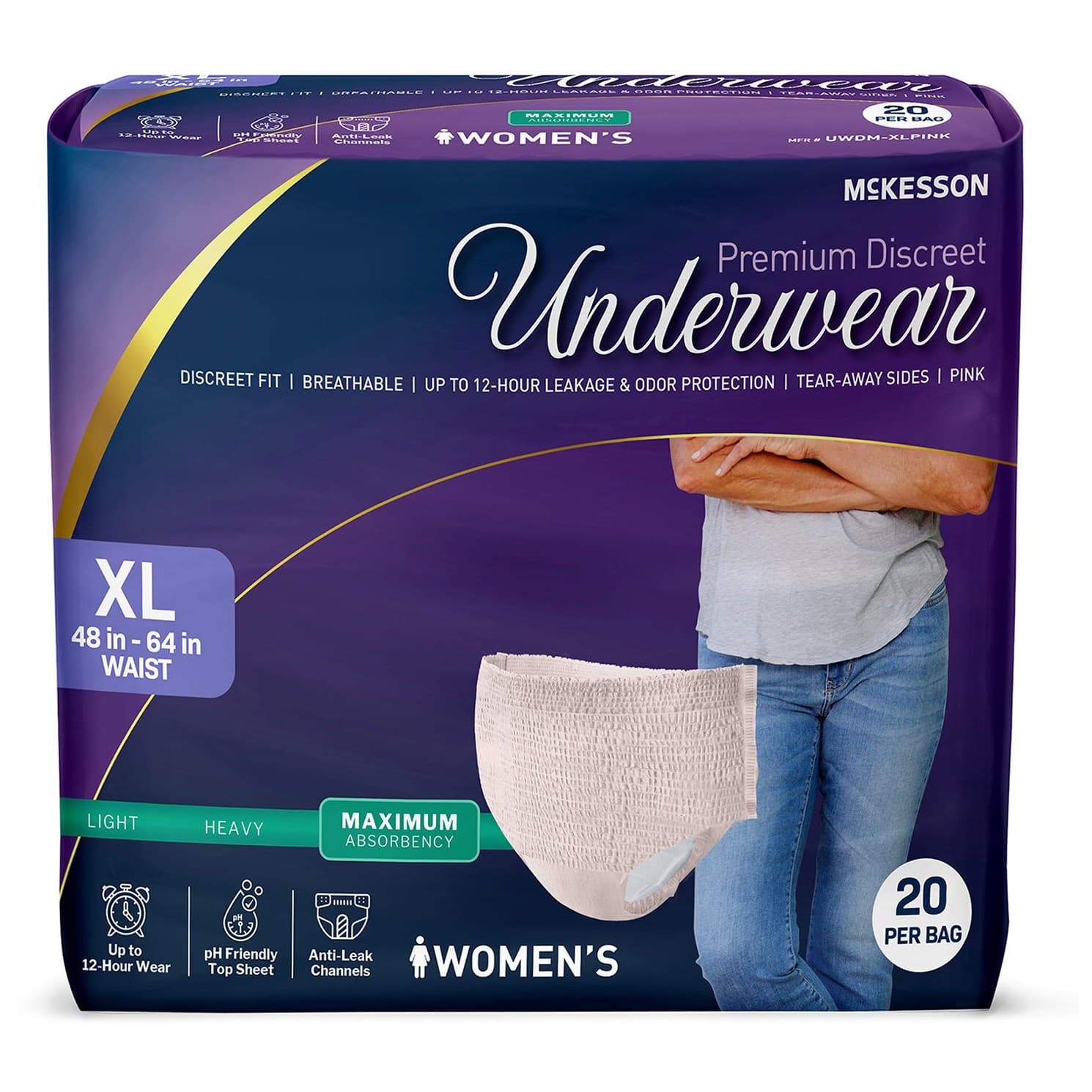 McKesson Premium Discreet Maximum Absorbency Underwear For Female, Extra Large - Bag of 20 - Image 1