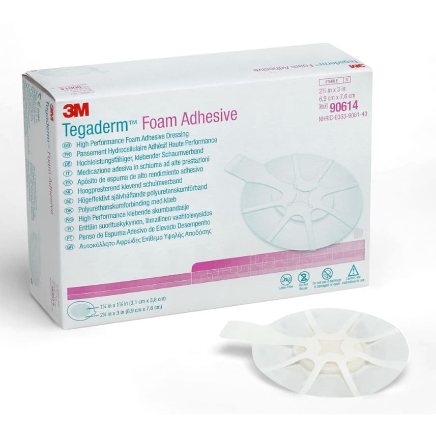 3M Tegaderm High Performance Adhesive Foam Dressing, 3" x 2-3/4" Mini Oval - Each - Image 1