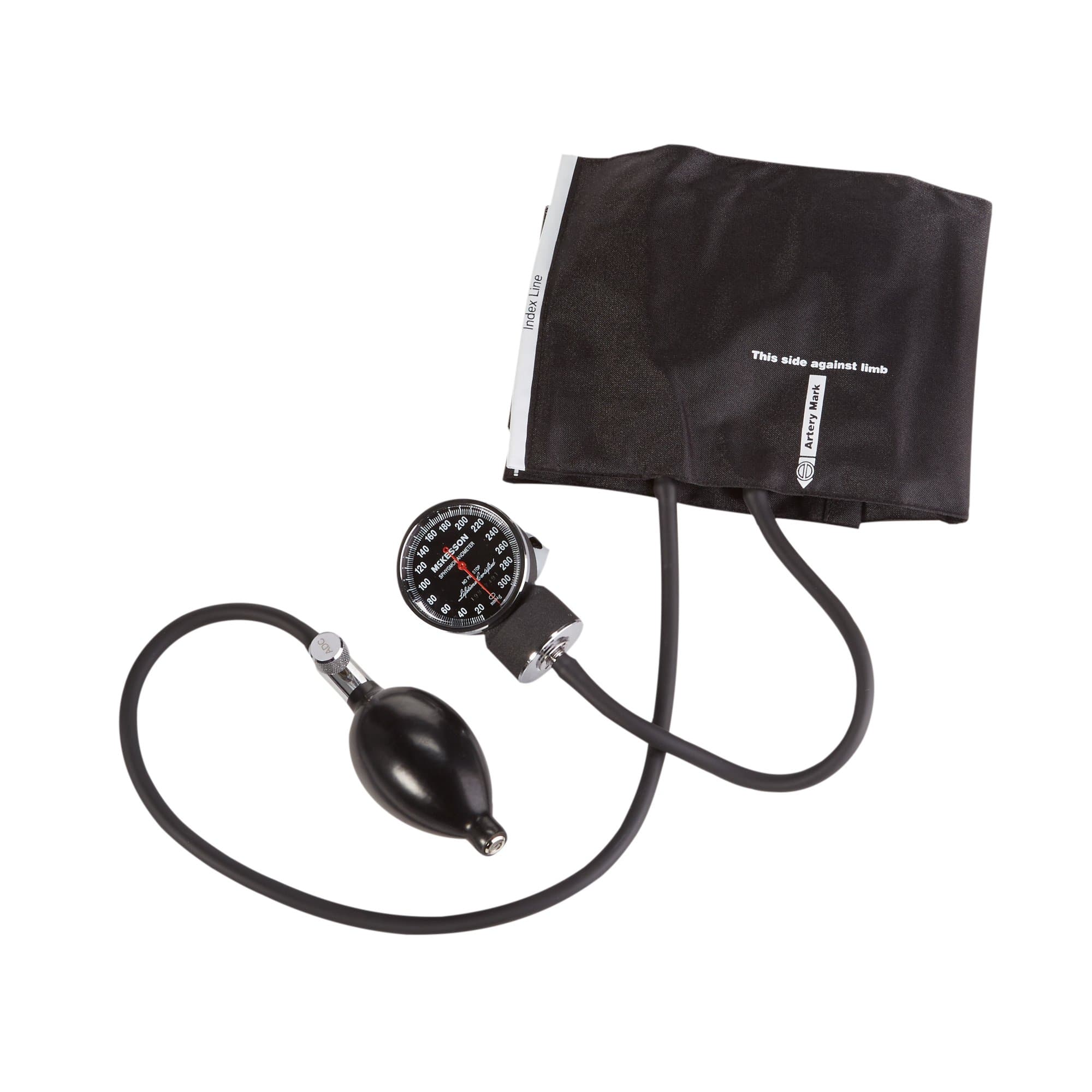 McKesson LUMEON 2-Tubes Aneroid Sphygmomanometer with Cuff, Black, Adult Large - Image 1