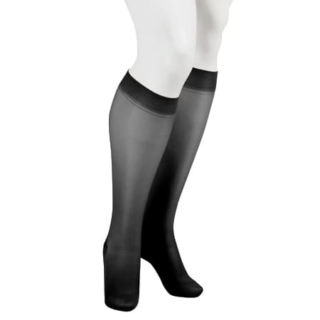 Juzo Attractive OTC Sheer 140 Denier Knee High Compression Socks, 15-20mmHg, Regular, Black, Small - Pair - Image 1