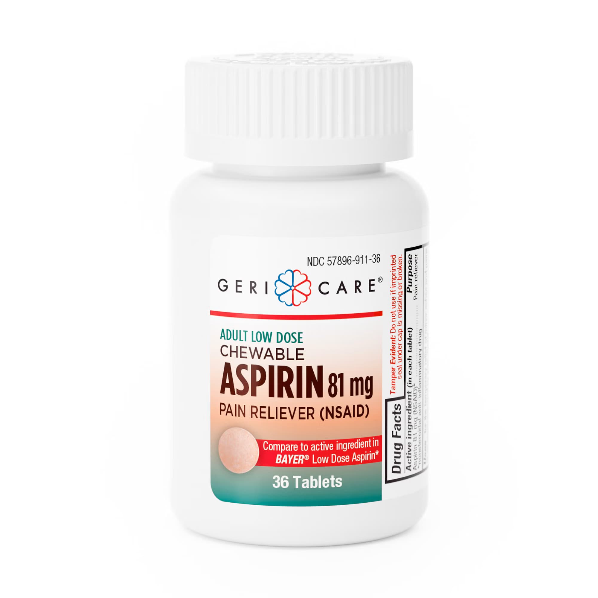 Geri-Care Aspirin Pain Reliever Chewable Tablet, 81 mg - Case of 432 - Image 1