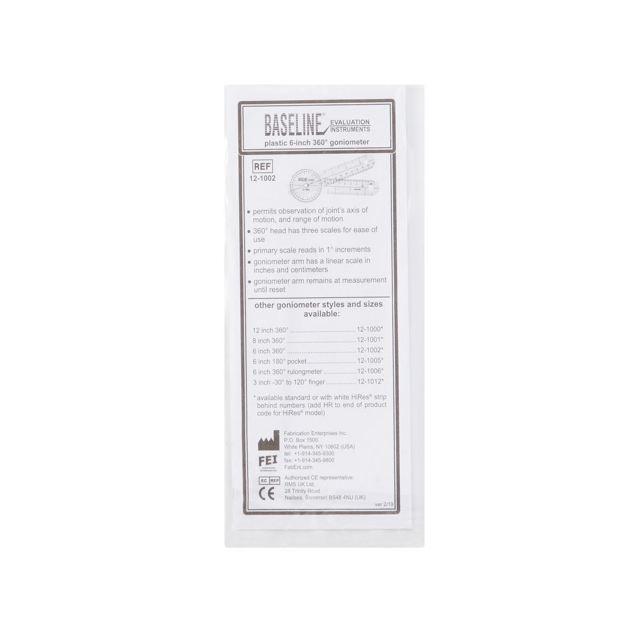 Baseline 360 Degree Transparent Plastic Goniometer - Image 3