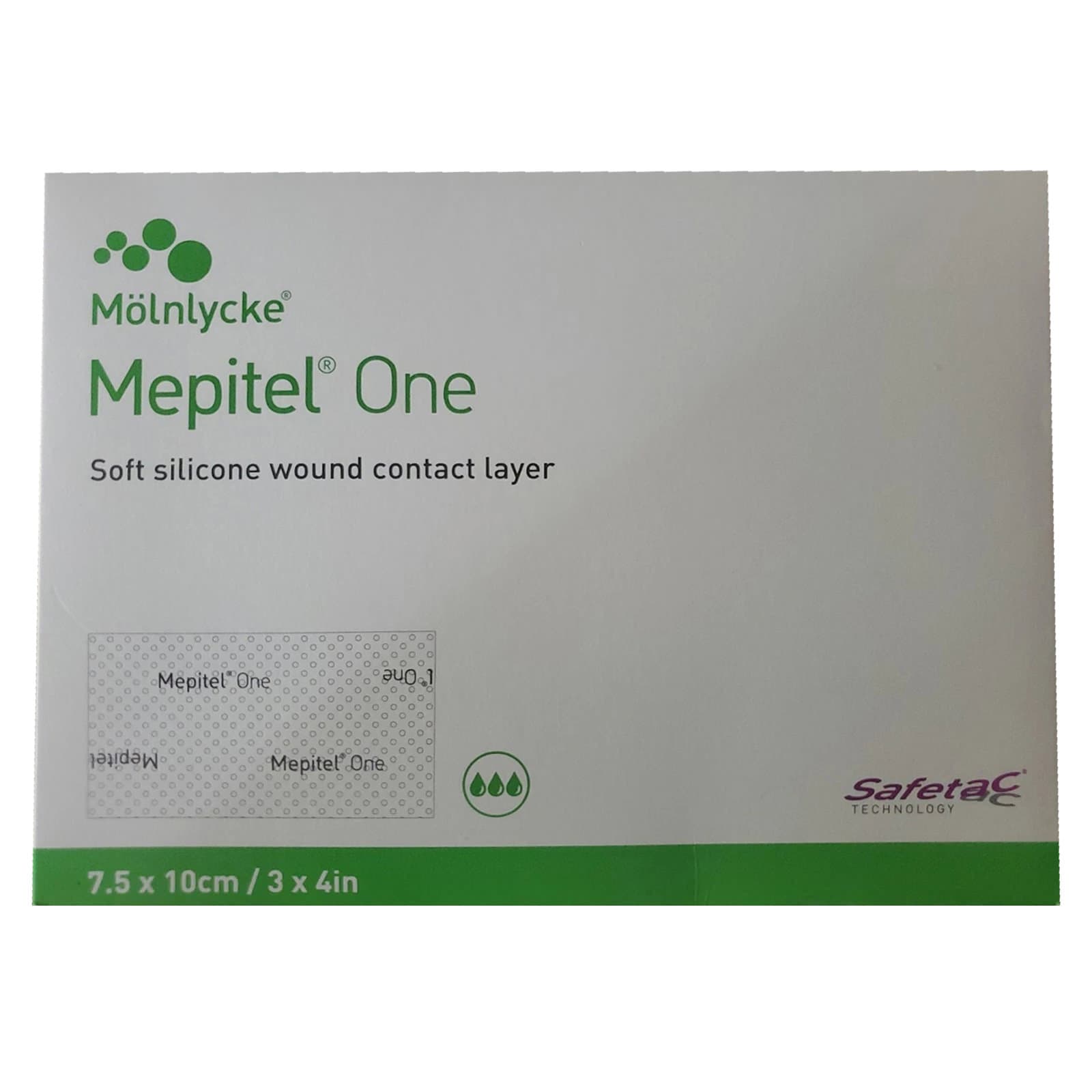 Mepitel One Sided Soft Silicone Wound Contact Layer Dressing, 3 x 4 Inch - Box of 10 - Image 1